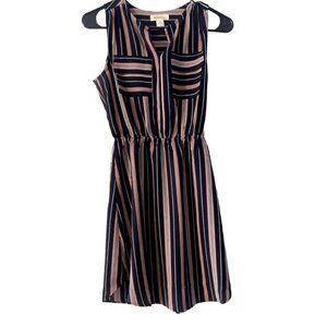 Women's Monteau Navy Striped Summer Dress, Small